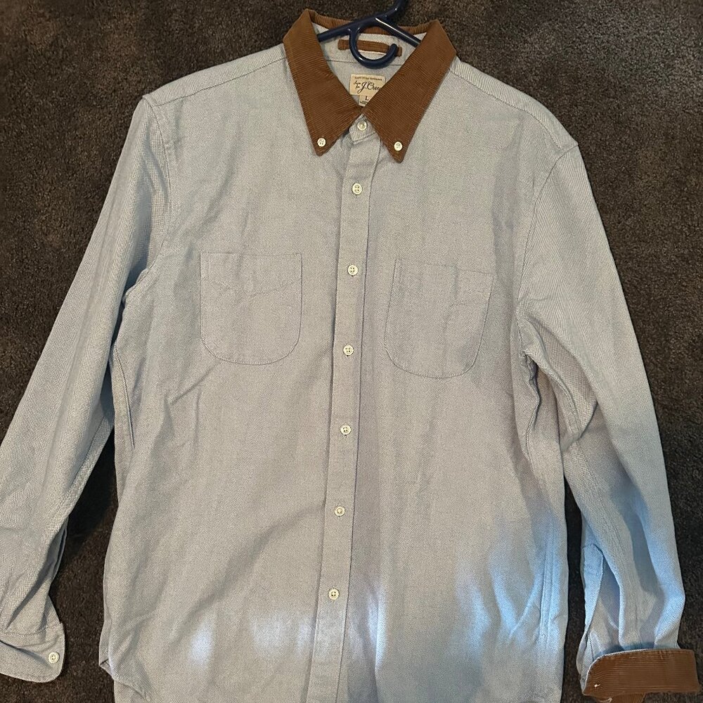 J-Crew Secret Wash Cotton Poplin Shirt Blue&Brown